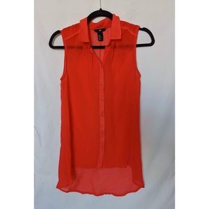 H&M Red Sleeveless Button Up Shirt